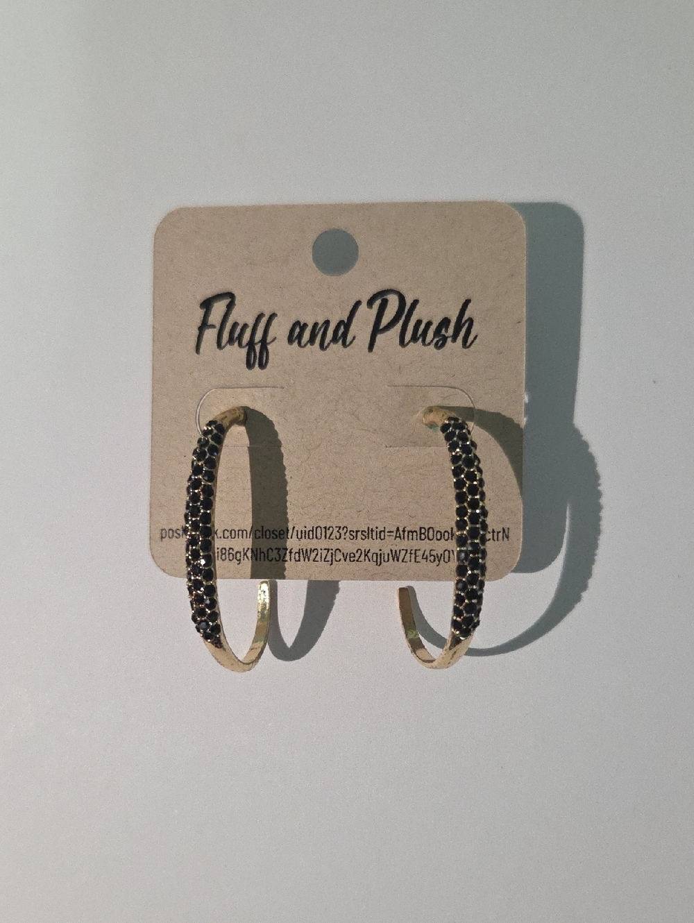 Gold Hoop Earrings with Black Stones